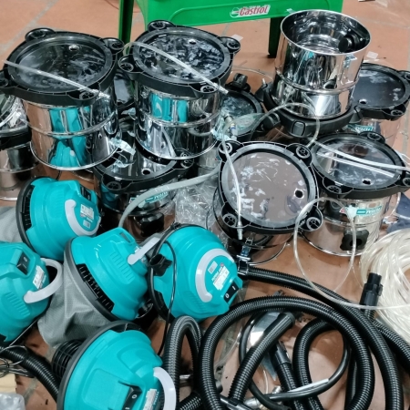 Máy bắn trấu vệ sinh họng nạp